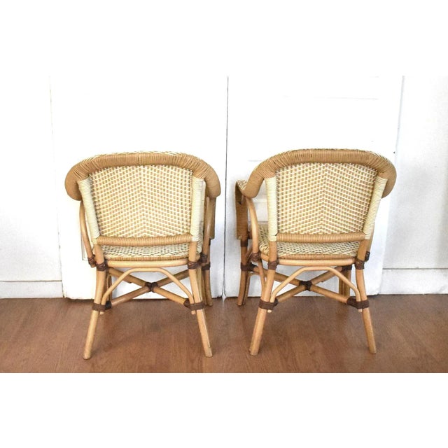 Early 21st Century Set of 4 Cream French Rattan Serena and Lily "Riviera" Style Armchairs For Sale - Image 5 of 8