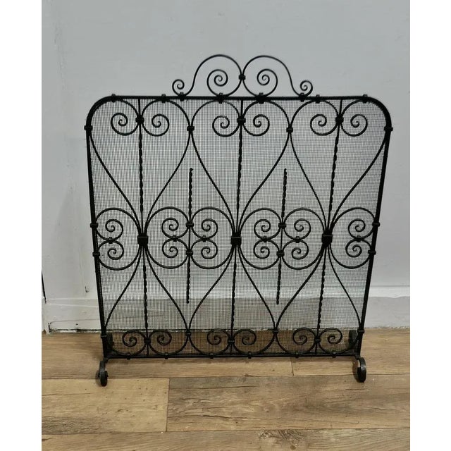 1940s Wrought Iron Fire Screen For Sale - Image 5 of 7