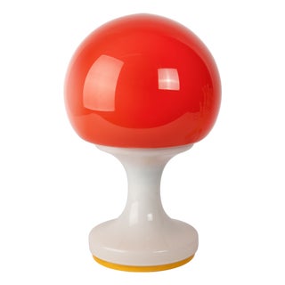 Red and White Glass Table Lamp For Sale