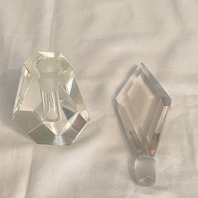 Glass Antique Art Deco Clear Czech Glass Perfume Bottle With Stopper For Sale - Image 7 of 11