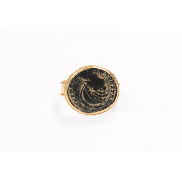 Black 21 Karat Ring W/ Bronze Coin Portrait, Size 7.75 For Sale - Image 8 of 10