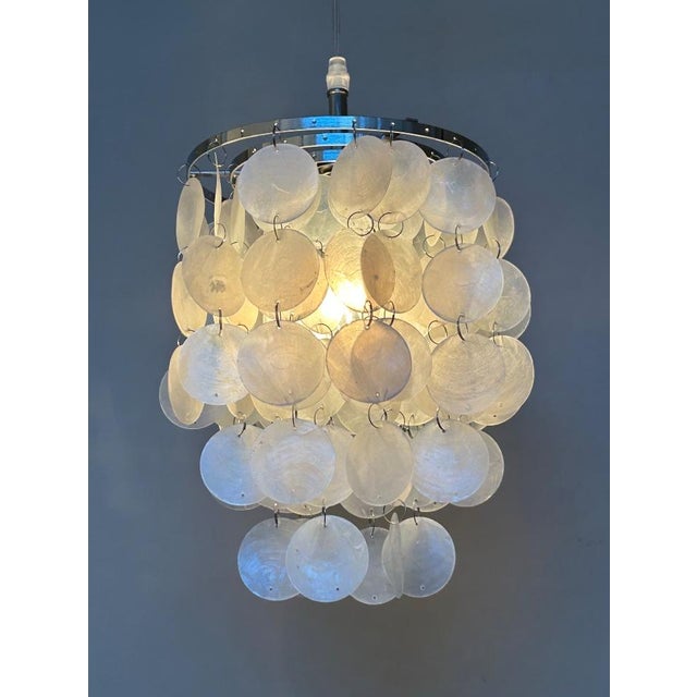 Vintage Capiz Pendant Lamp in Chrome, 2019 For Sale - Image 4 of 5
