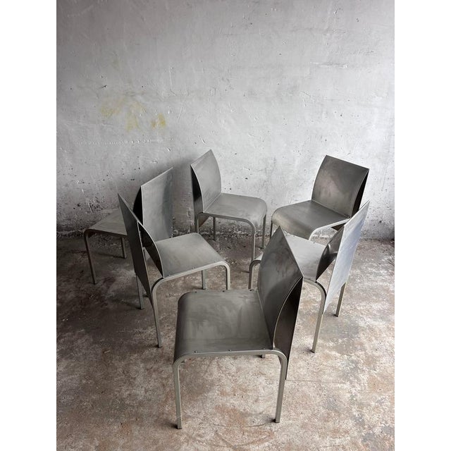 Belgian Postmodernist Chairs in Aluminium, 1980s, Set of 6 For Sale - Image 10 of 13