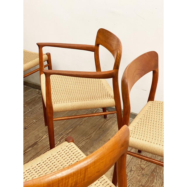 Mid-Century Danish Model 56 and 75 D Chairs in Teak by Niels O. Møller for J.L. Møllers Møbelfabrik, 1950, Set of 8 For Sale - Image 11 of 18