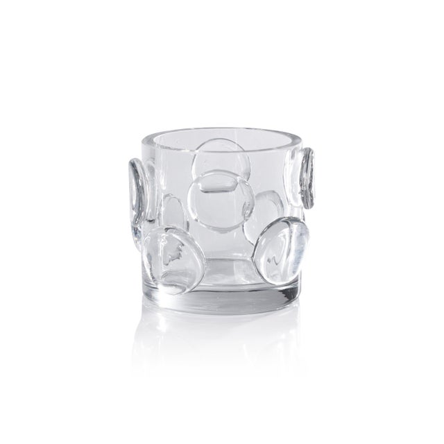 Celeste Clear Glass Candle Holder, 4.25" x 4" For Sale - Image 4 of 4