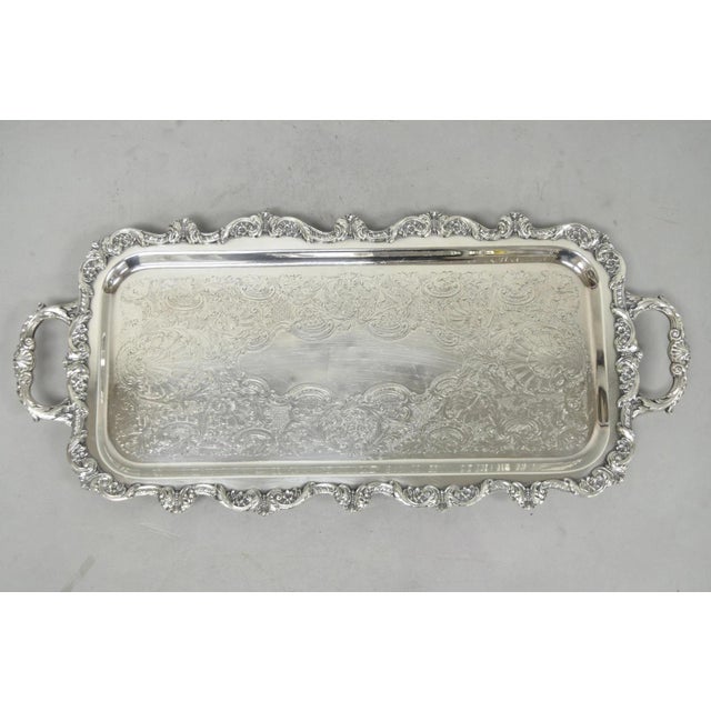 Silver Vintage Old English Poole Silver Plated Footed Narrow Serving Platter Bar Tray For Sale - Image 8 of 17