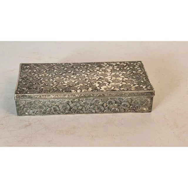 French Silver-Tone Metal Jewelry Box, 1970s For Sale - Image 3 of 13