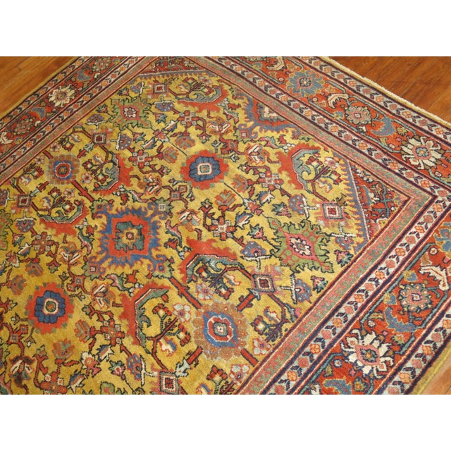 Goldenrod Traditional Antique Persian Mahal Rug For Sale - Image 4 of 6