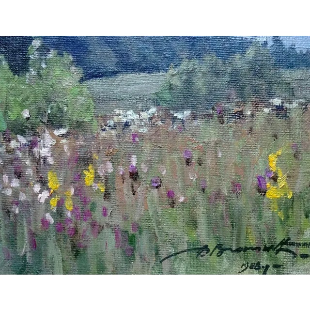 In the heyday of summer. 1988, oil on canvas and cardboard, 50x63,5 cm summer landscape with blooming meadow alfejs...