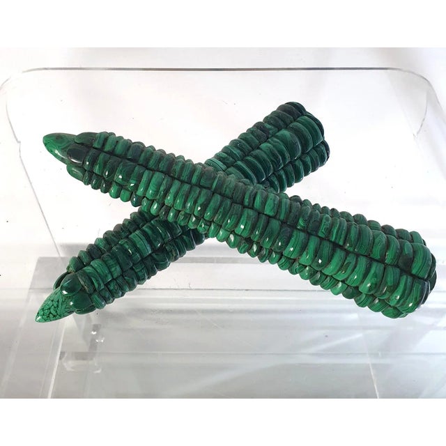 Malachite Corn on the Cobs, 1980s, Set of 2 For Sale - Image 3 of 6