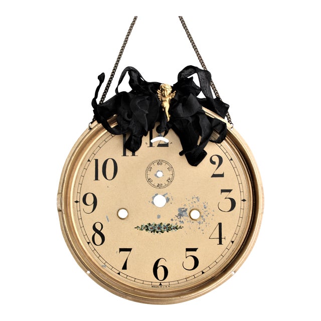 One-Of-A Kind Antique Christmas Holiday Brass Clock Face Ornament For Sale