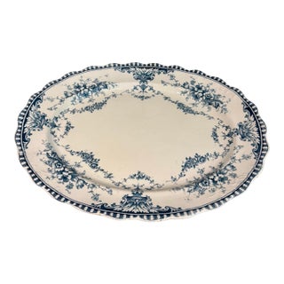19th Century Blue & White English Large Platter For Sale