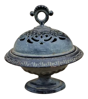 Oval Cast Iron Cache Pot With Cover