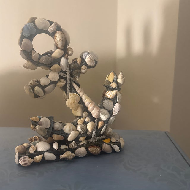 Nautical Anchor Sculpture With Fine Shell Mosaic Cover For Sale - Image 9 of 12