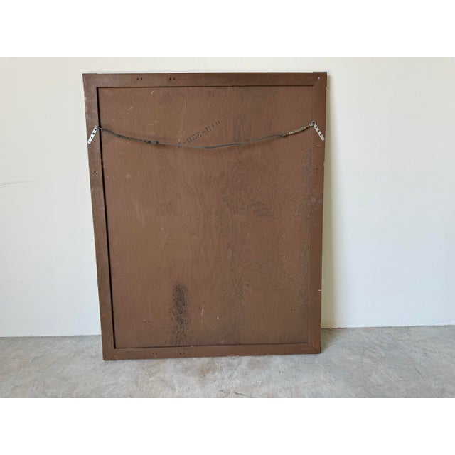 70's Vintage Asian Style Wood and Accent Brass Wall Mirror For Sale - Image 11 of 11