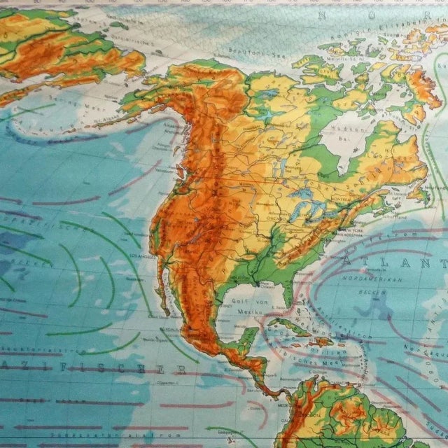 Vintage Mural World Map, 1970s For Sale - Image 4 of 7