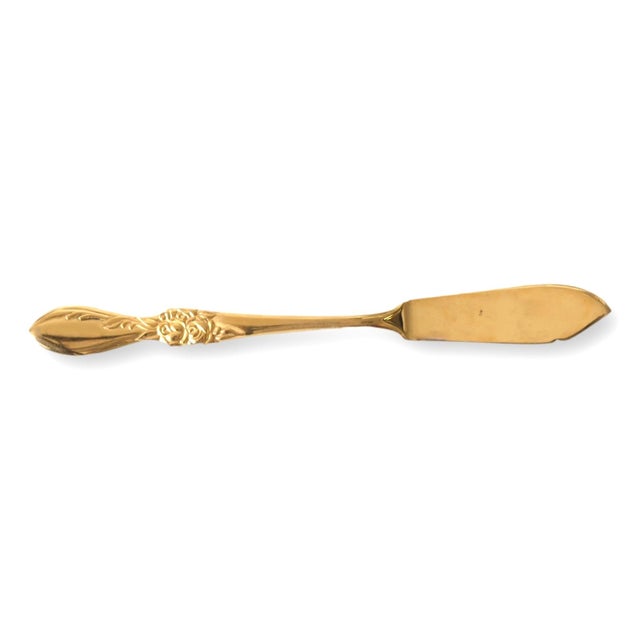 Mid 20th century Japanese gold tone flatware set dating to 1955, offered as a service for six. The set features ornate...