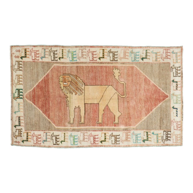 Vintage Lion Persian Gabbeh rug no. j5143 For Sale