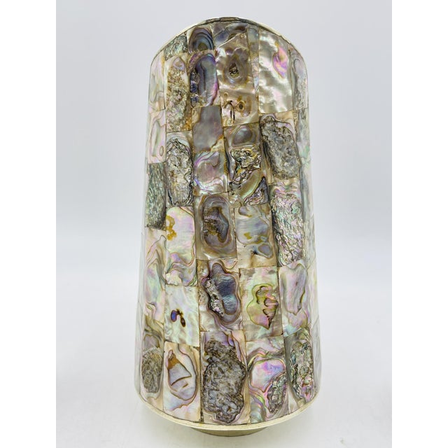 Silver 1960s Mexican Alpaca Silver & Abalone Water Pitcher Set After Los Castillo For Sale - Image 8 of 13