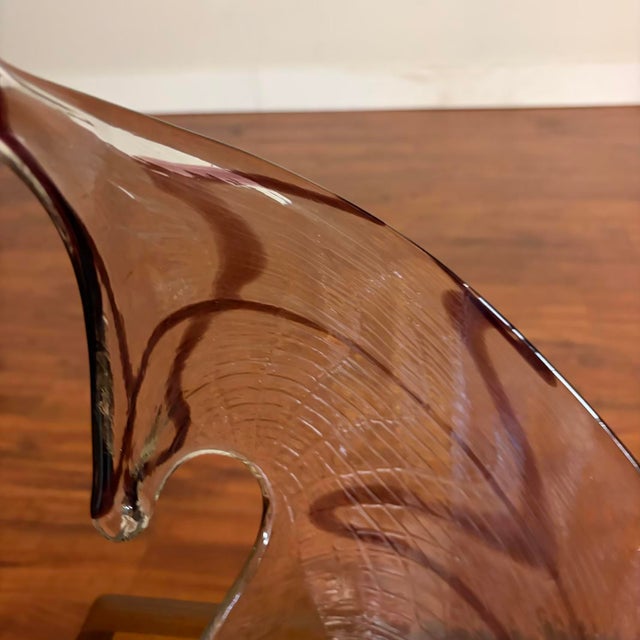 Transparent Vintage Italian Handblown Art Glass Sculptural Centerpiece Vessel For Sale - Image 8 of 13