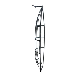 Black Steel Iron Tall Canoe Shaped Antique Mirrored 4 Shelf Wall Shelving Unit Display Case For Sale