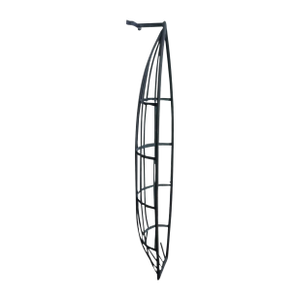 Black Steel Iron Tall Canoe Shaped Antique Mirrored 4 Shelf Wall Shelving Unit Display Case