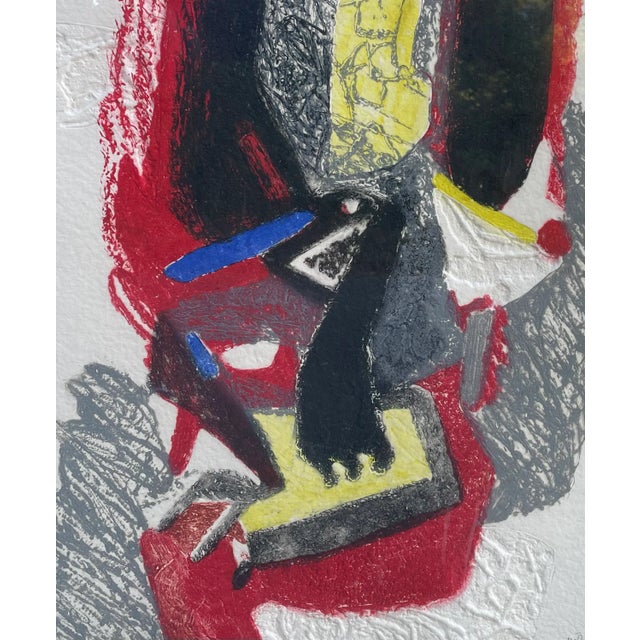 Red 1980s Original Serge Helenon French Modernist Carborundum Engraving, Framed For Sale - Image 8 of 12
