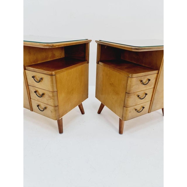 Mid-Century German Beech Bedside Tables from Wk Möbel, 1960s, Set of 2 For Sale - Image 4 of 12