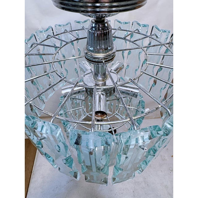 Metal 1970's Modern Art Deco Chandelier For Sale - Image 7 of 9