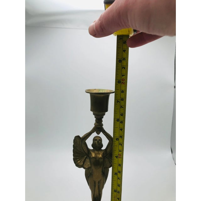 Vintage Brass Winged Victory Figure Candle Holder For Sale In Boise - Image 6 of 9