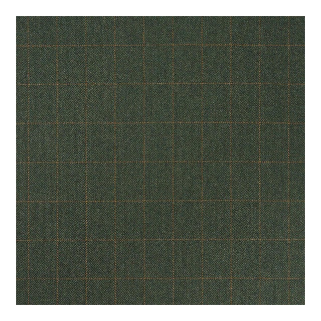 SAMPLE - Schumacher Thompson Merino Windowpane Fabric In Hunter Green For Sale