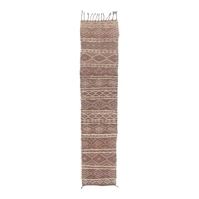 Vintage Zemmour Moroccan Kilim Rug, 03'02 X 14'07 For Sale