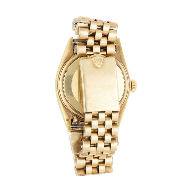 Vintage Rolex Datejust 1601 14k Yellow Gold Pie Pan Dial Jubilee Bracelet Watch For Sale - Image 13 of 15
