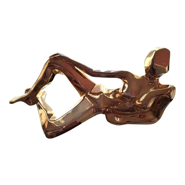1970 Postmodern Jaru 18k Gold-Plate Woman Figure Sculpture For Sale