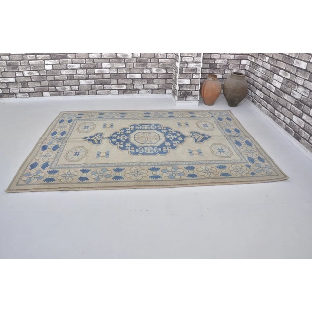 Handmade wool carpet in Turkish Anatolia , Vintage Oushak Rug,Turkish Vintage Anatolian Rug, Handmade wool Rug . One Of...