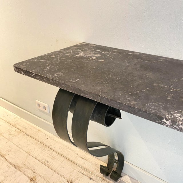 Art Deco French Console Table in Forged Metal and Marble by Raymond Subes, 1925 For Sale - Image 12 of 18