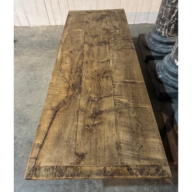 Brown Larger Oak Farmhouse Dining Table, 1925 For Sale - Image 8 of 16