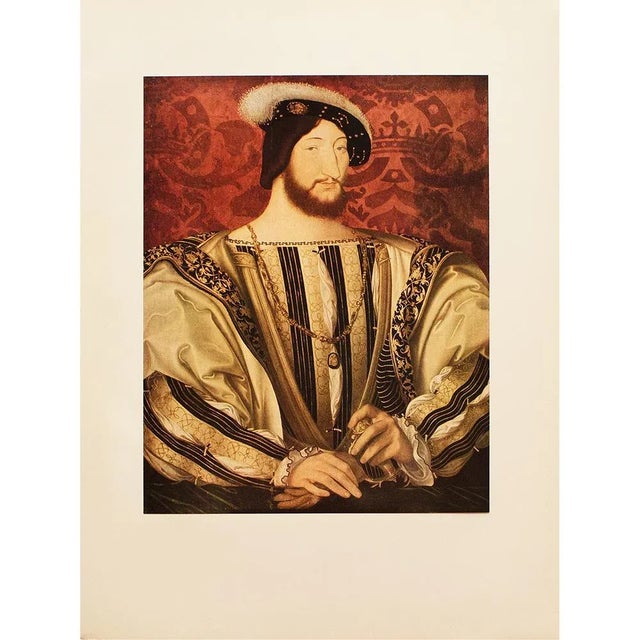 1955 After Jean Clouet "Portrait of Francis I", First Edition Vintage Full-Color Print For Sale In Dallas - Image 6 of 8