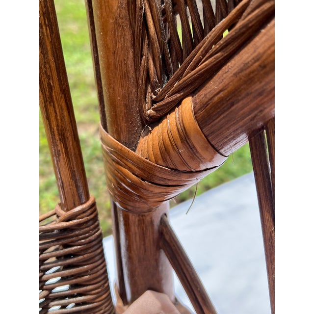 Wood Vintage Mid-Century Bielecky Brothers, Rattan, and Wicker Wingback Lounge Chair For Sale - Image 7 of 15