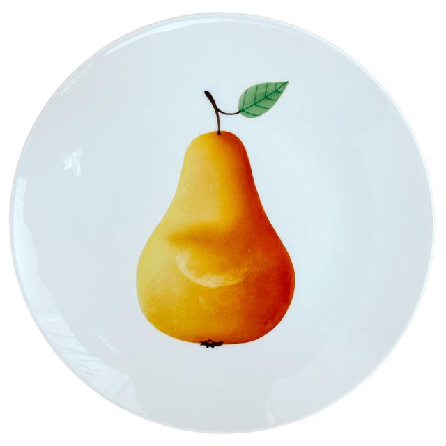 Late 20th Century Vintage Hand-Painted French Fruit/Vegetable Plates by Atelier of Le Chambrelain Paris - Set of 4 For Sale - Image 5 of 6