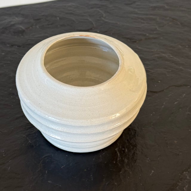 Vintage Hand Thrown California Studio Ceramic Vase With Ribbed Details For Sale - Image 4 of 5