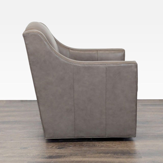 Lexington Furniture Lexington Taupe Leather Lounge Swivel Chair For Sale - Image 4 of 7