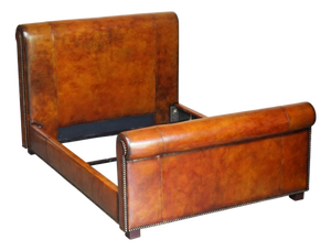 European King Bed Frame in Hand-Dyed Brown Leather from Ralph Lauren