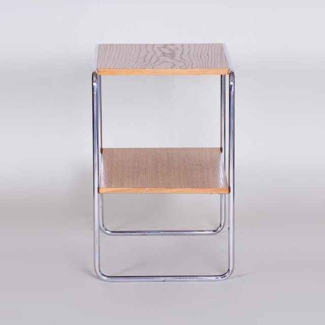 1930s Small 20th Century Bauhaus Chrome and Oakwood Table, Czech, 1930s For Sale - Image 5 of 10