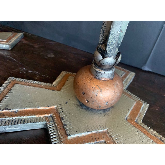 Copper Pair of Iconic Architectural Art Deco Iron Plant Stands With Copper Planter Stands, Circa 1930 Attributed to Warren McArthur For Sale - Image 8 of 10