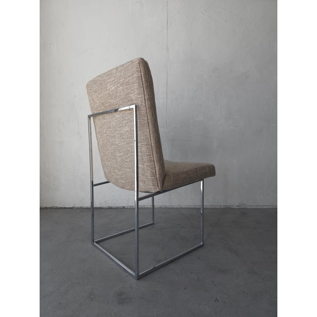 Tan Set of 10 Model 1187 Chrome Thin Line Dining Chairs by Thayer Coggin For Sale - Image 8 of 12