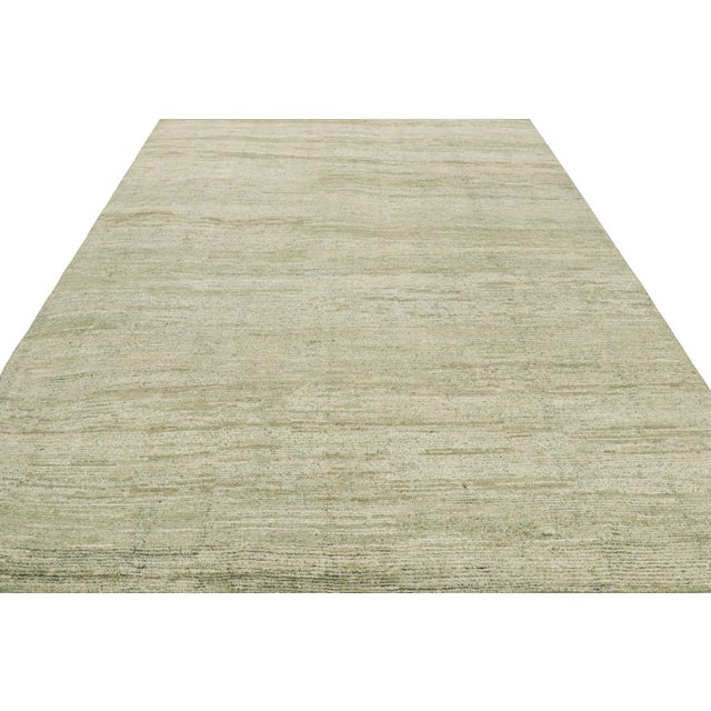 2010s Rug & Kilim’s Contemporary Textural Rug in Green and Beige Tones and Striae For Sale - Image 5 of 7