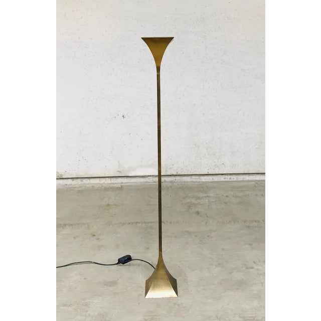 Postmodern Fluted Brass Torchiere Floor Lamp from Relco, Italy, 1980s For Sale - Image 10 of 18