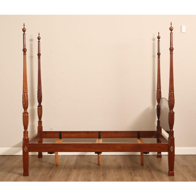 Stickley Queen Size Cherry Rice Carved Poster Bed For Sale - Image 17 of 18