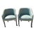 Custom Ice Blue Leather Game Chairs - a Pair For Sale